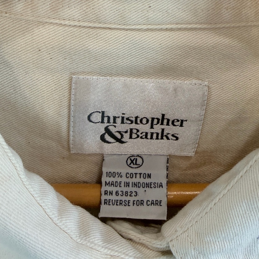 Christopher & Banks Embroidered Birdhouse Jacket Cream Cottagecore Button up XL - Picture 8 of 11